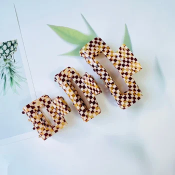 Vintage Brown Plaid Hair Clip