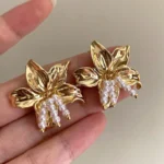 Honey Petal Pearl Earrings