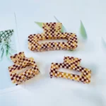 Vintage brown plaid hair clip