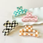 Retro Checker Hair Claw Clip