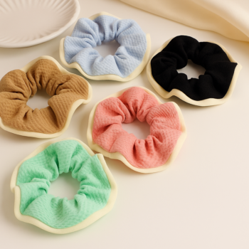 Textured Ruffle Scrunchie – Soft Pastel & Neutral Hair Tie Set