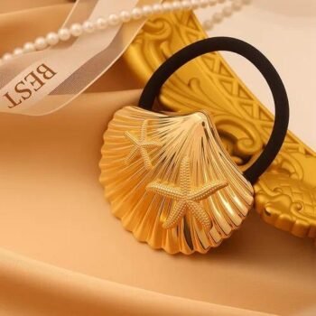 Ocean Treasure Hair Tie – Starfish & Seashell Design