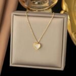 Golden Heart Glow Necklace ✨ | Elegant White Heart Pendant